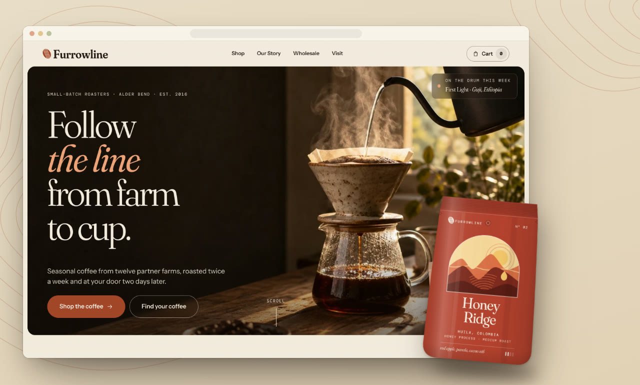 Furrowline Coffee Roasters, website by Michael Shadpour