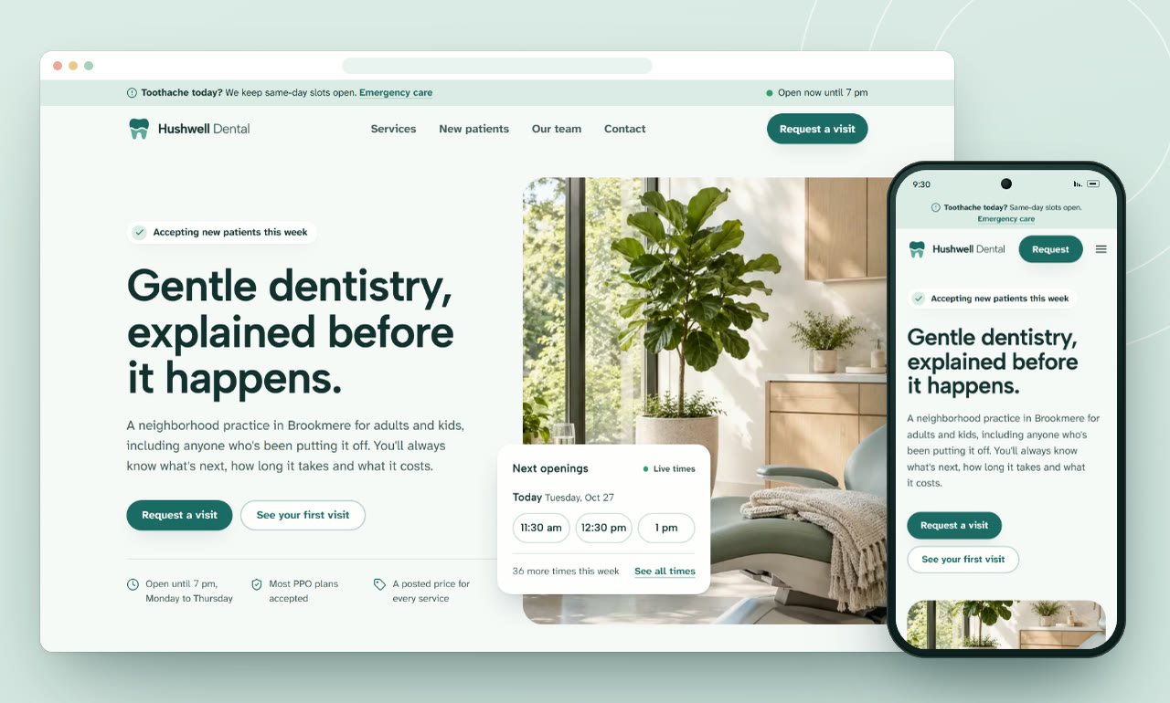Hushwell Dental, website by Michael Shadpour
